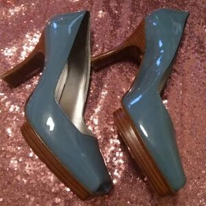 Blue Patent Leather Heels